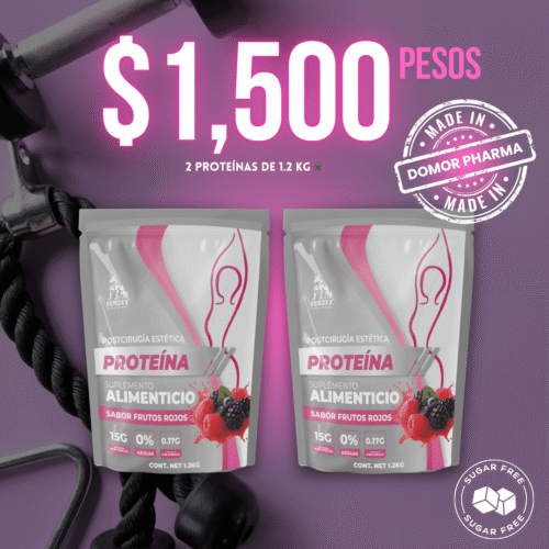 Kit - 2 Proteína postcirugía estética sabor frutos rojos 1.2kg